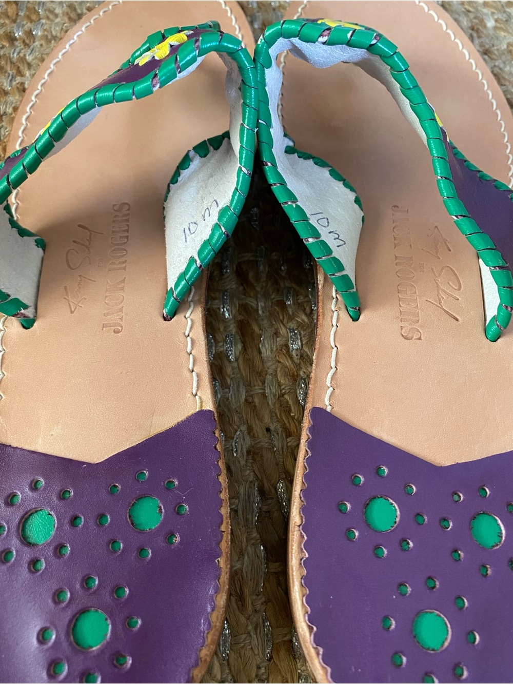 Rare Jack Rogers x Kenny Scharf Limited Edition Daisy Sandal Purple Green 10M - Picture 6 of 10